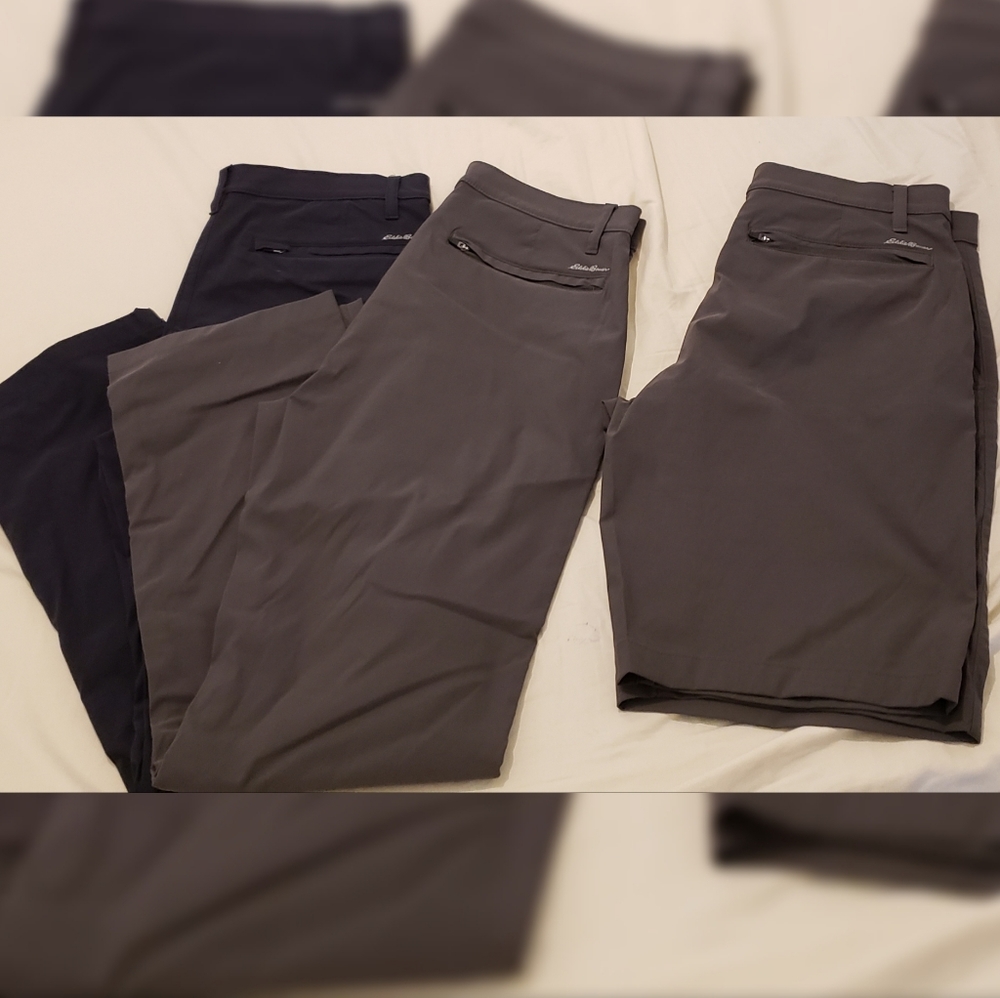 (2) Eddie Bauer Pants and (1) Short Size 32x32